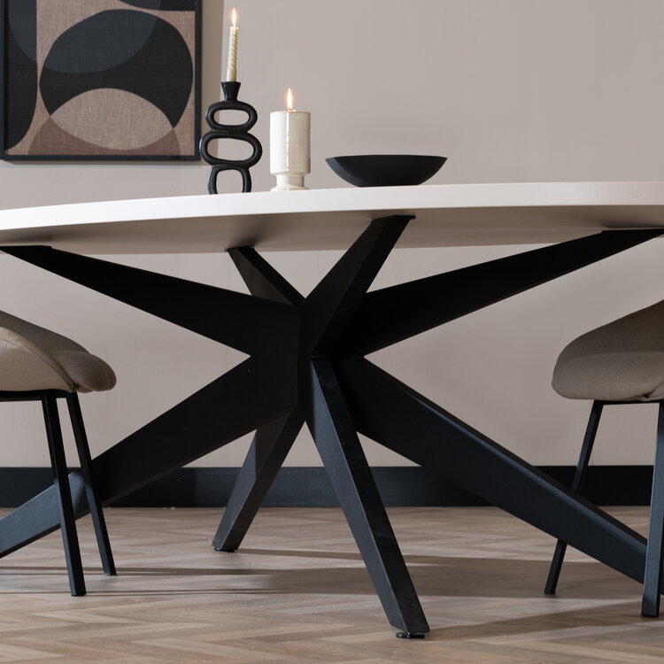 Eettafel Dio melamine beige ovaal 270 x 130 cm