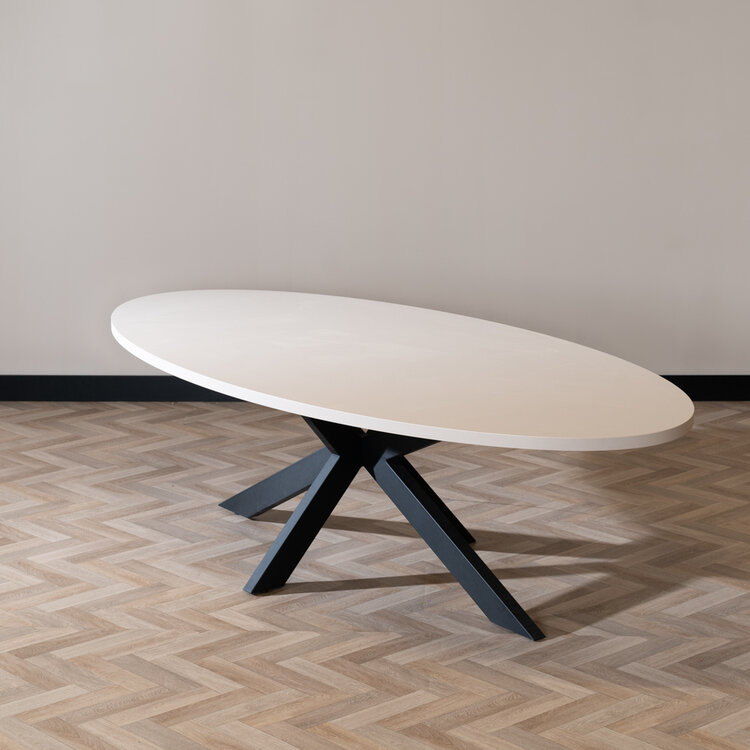 Eettafel Carl melamine beige ovaal 270 x 130 cm