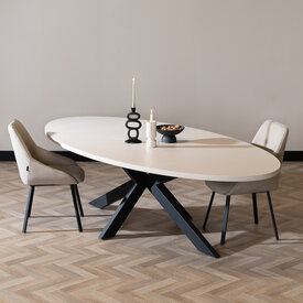 Eettafel Carl ovaal melamine beige 270 x 130 cm