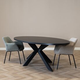 Eettafel Carl ovaal melamine zwart 270 x 130 cm