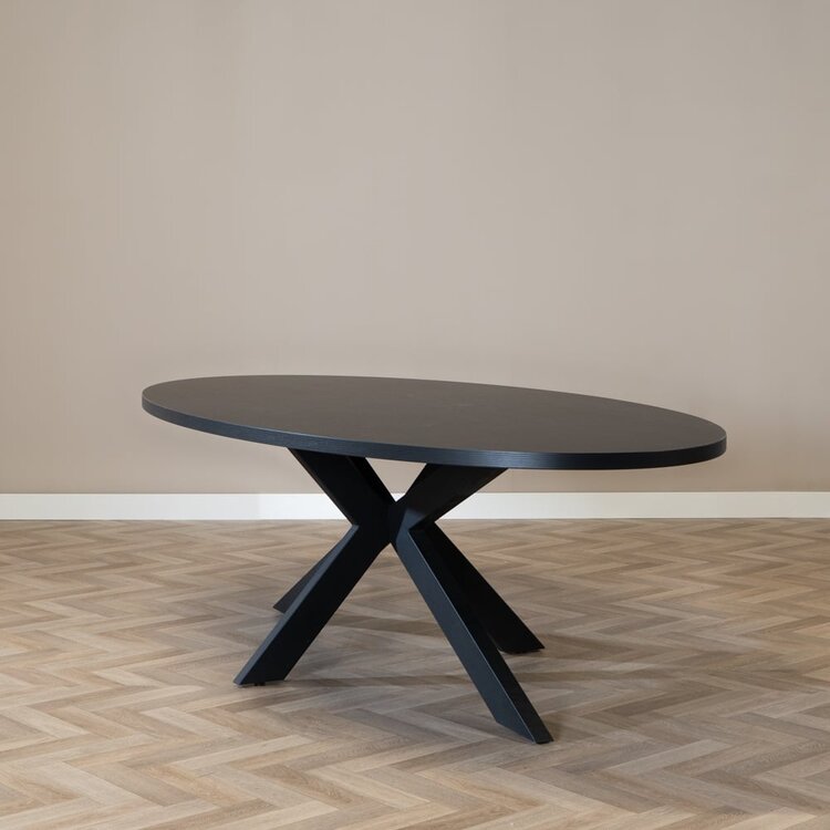 Eettafel Carl melamine zwart ovaal 270 x 130 cm