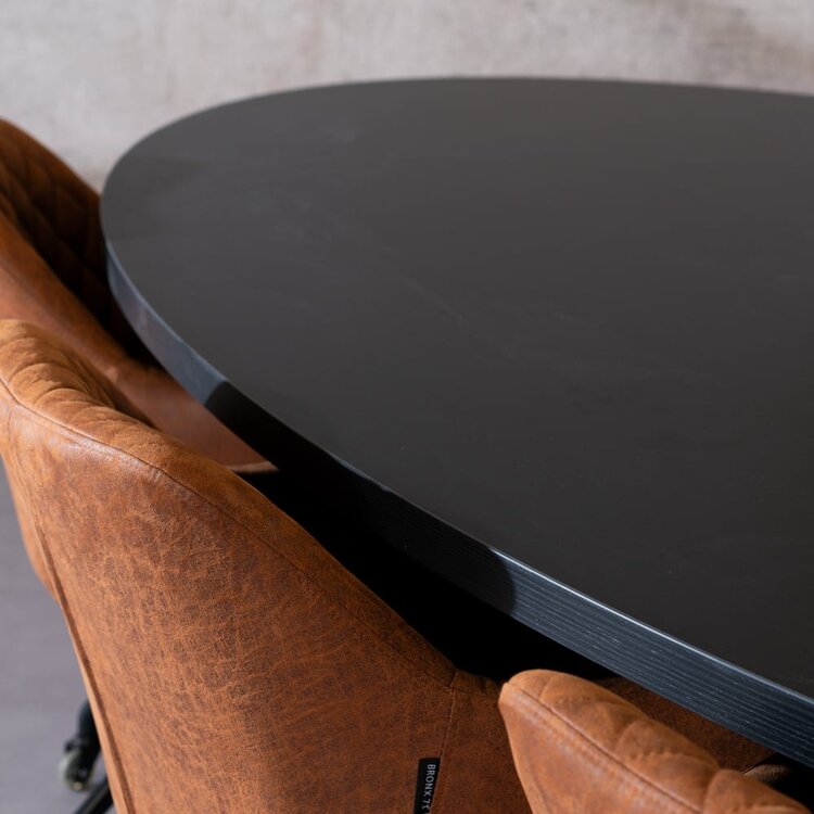 Eettafel Dio melamine zwart ovaal 270 x 130 cm