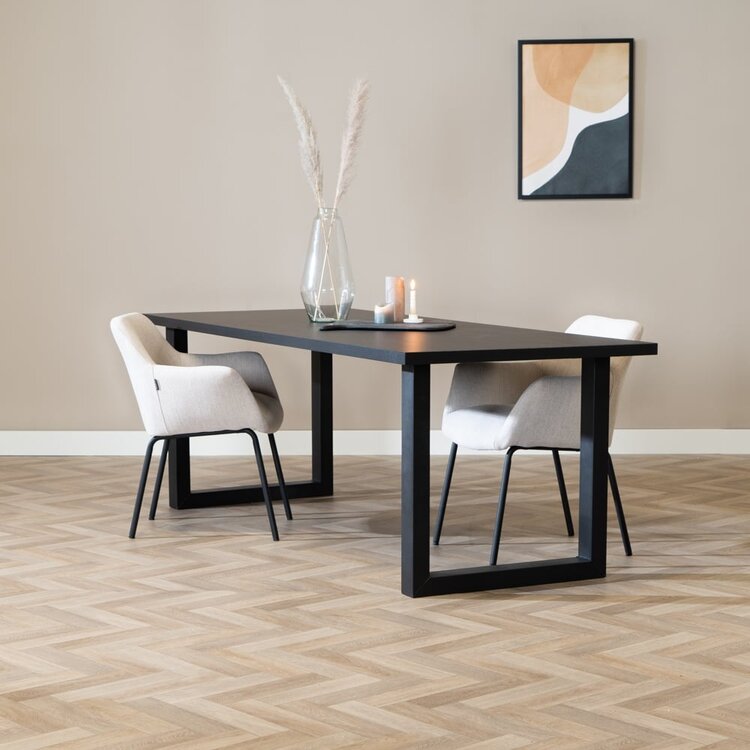 Eettafel Alec melamine zwart 220 x 90 cm