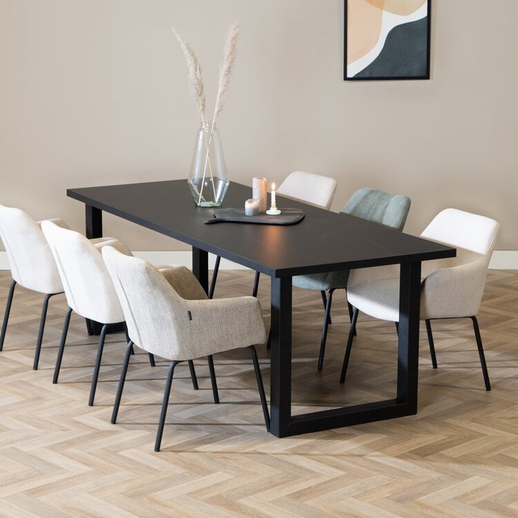 Eettafel Alec melamine zwart 220 x 90 cm