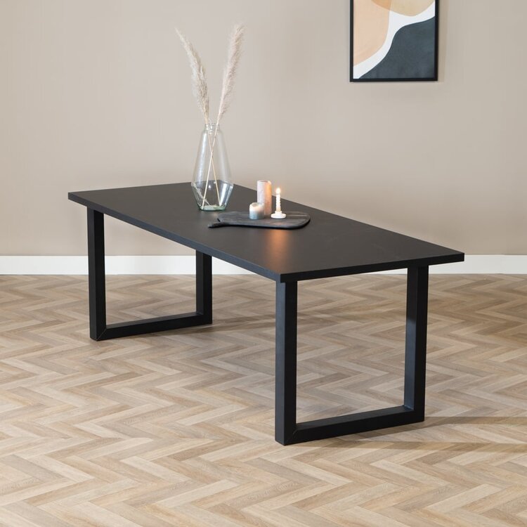 Eettafel Alec melamine zwart 220 x 90 cm