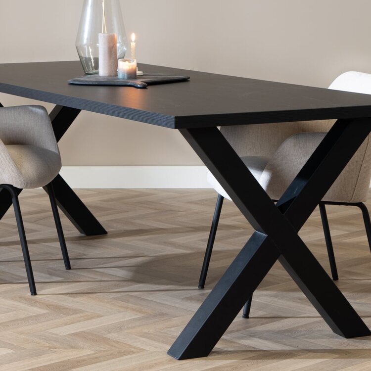 Eettafel Bodo melamine zwart 220 x 90 cm