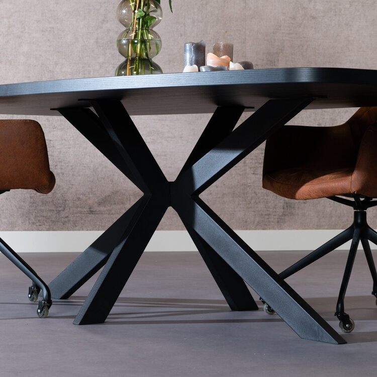 Eettafel Carl melamine zwart deens ovaal 240 x 120 cm