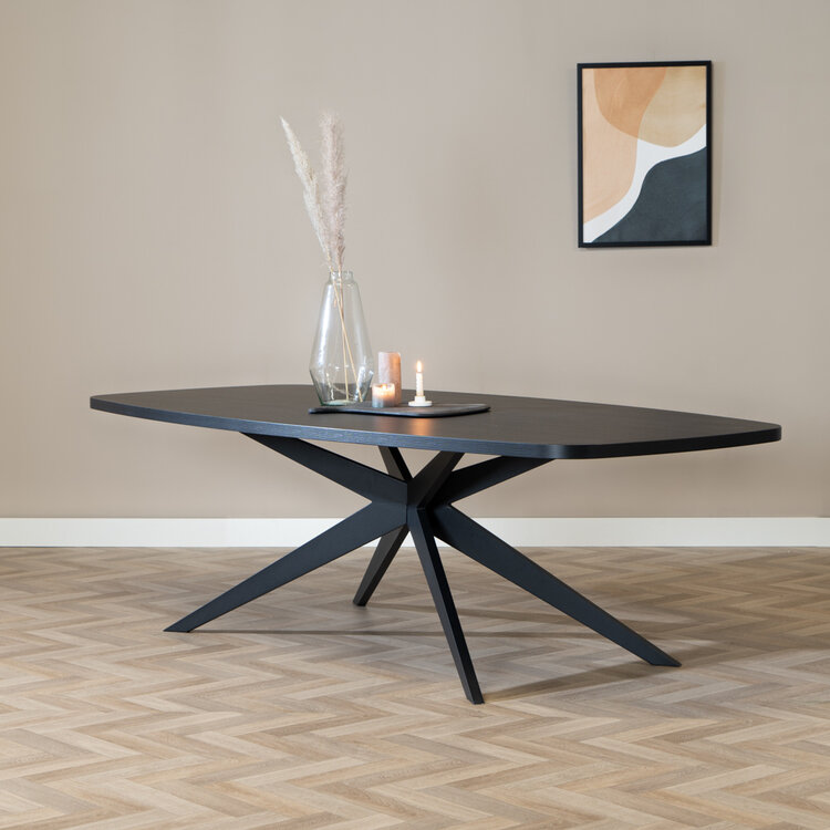 Eettafel Dio melamine zwart deens ovaal 240 x 120 cm