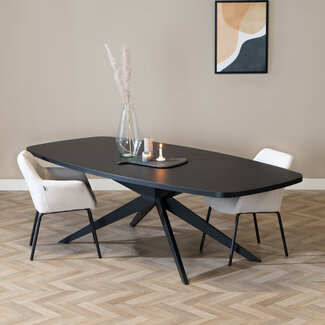 Eettafel Dio Deens ovaal melamine zwart  240 x 120 cm