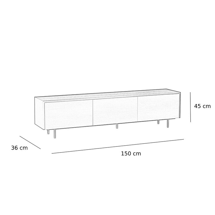 Tv-meubel Thomas zwart/blank eiken 150 cm