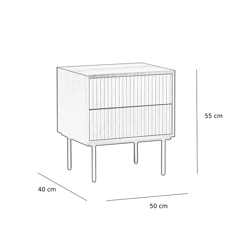 Nachtkastje Yoka zwart eiken met lades