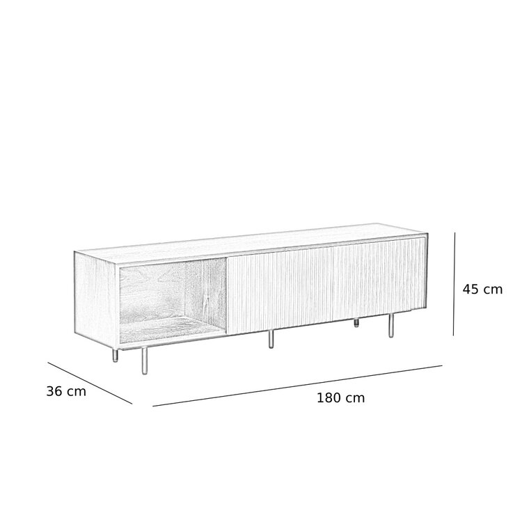 Tv-meubel Ray zwart/blank eiken 180 cm