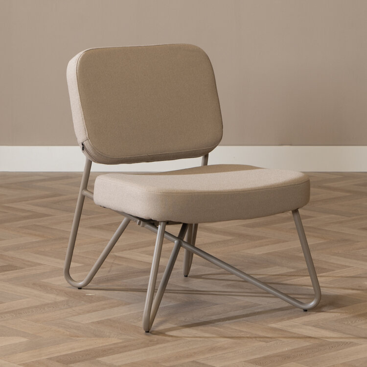 Scandinavische fauteuil Viggo taupe gerecyclede stof