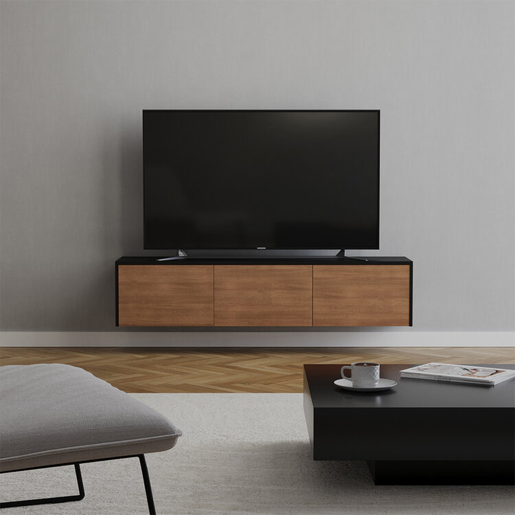 Tv-meubel Thomas zwart/rustiek eiken 150 cm