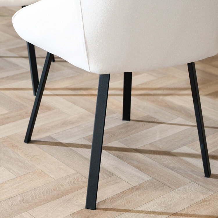 Scandinavische eetkamerstoel Lova gerecyclede stof off white