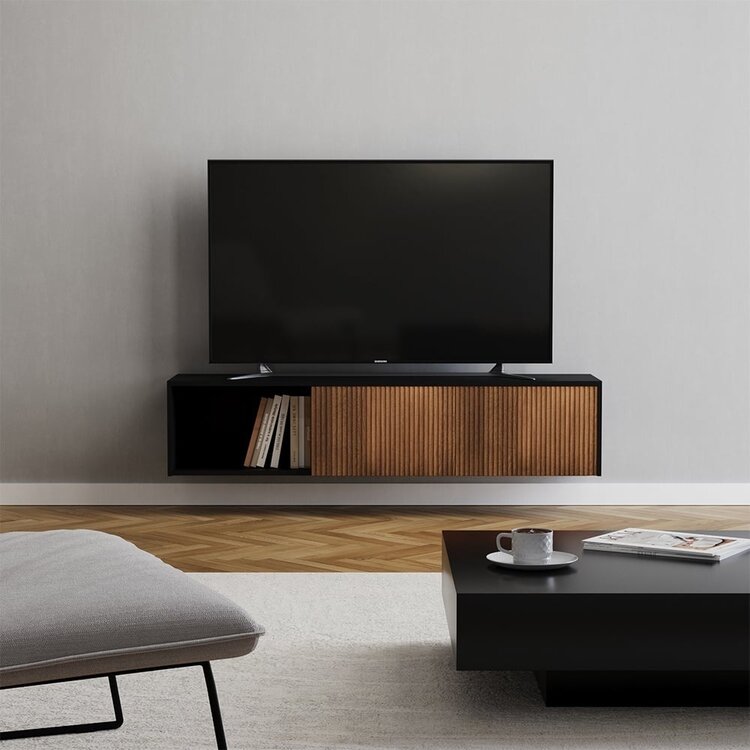 Tv-meubel Ray zwart/rustiek eiken 150 cm