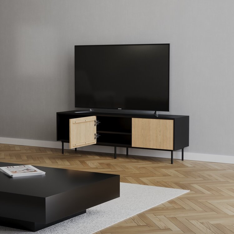 Tv-meubel Ray zwart/blank eiken 150 cm