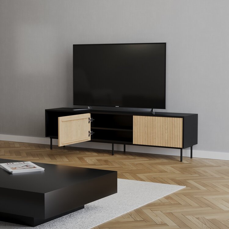 Tv-meubel Ray zwart/blank eiken 180 cm