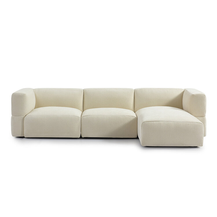 Scandinavische hoekbank Karla off white rechts 3-zits