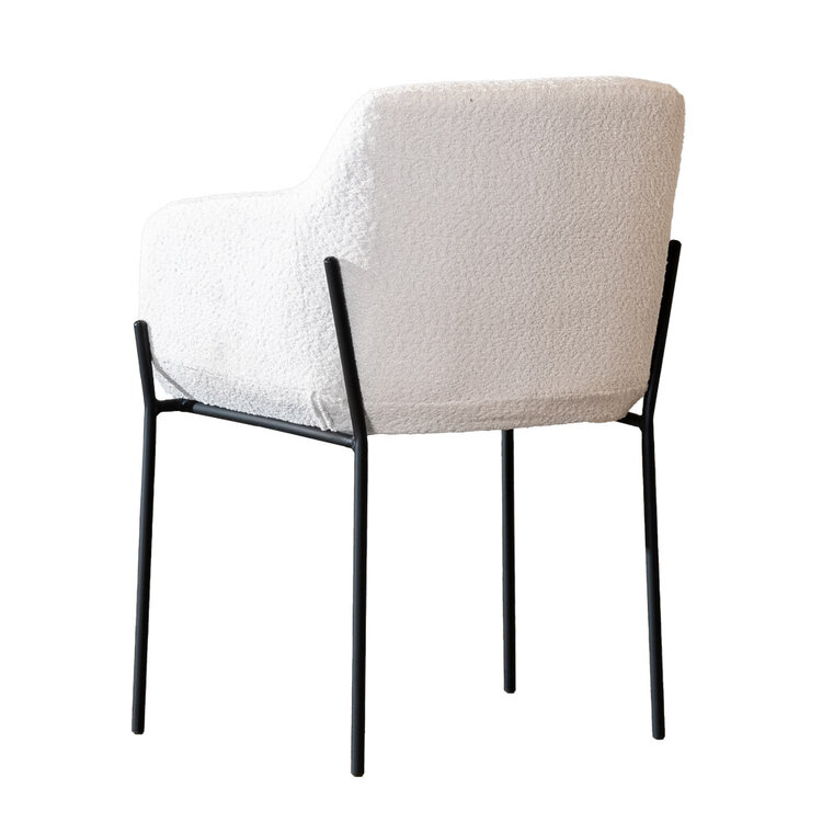 Scandinavische eetkamerstoel Mary bouclé wit