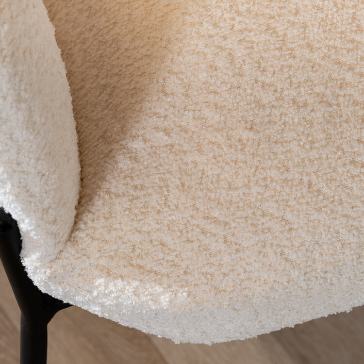 Scandinavische eetkamerstoel Mary bouclé wit