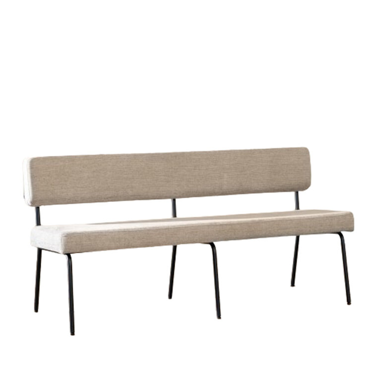 Scandinavische eetkamerbank Espen taupe gerecyclede stof 160 cm