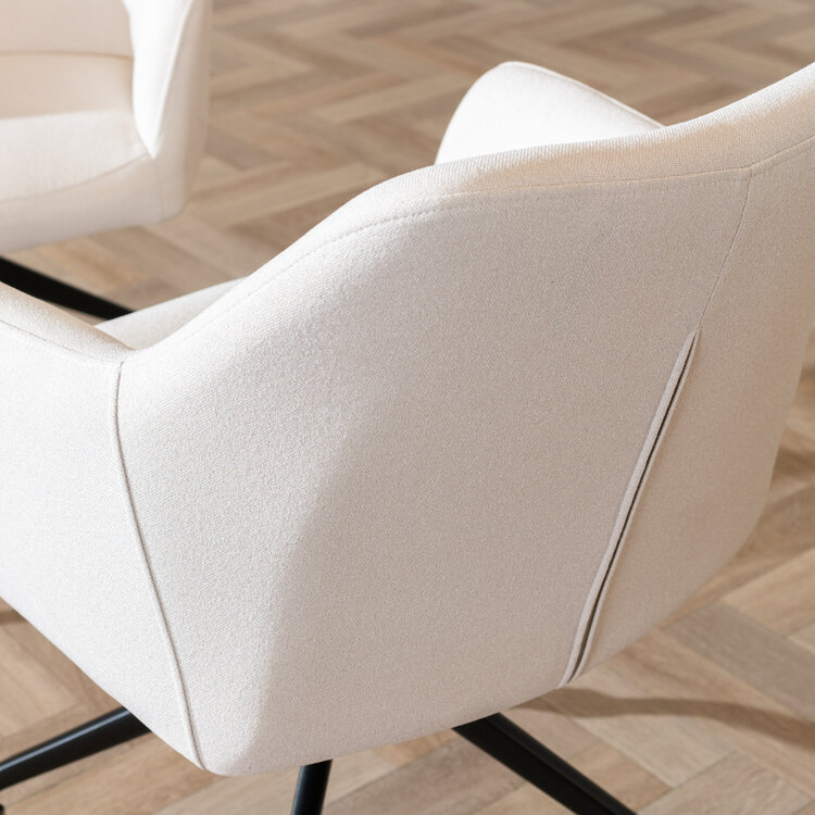Eetkamerstoel met wieltjes Isak off white gerecyclede stof
