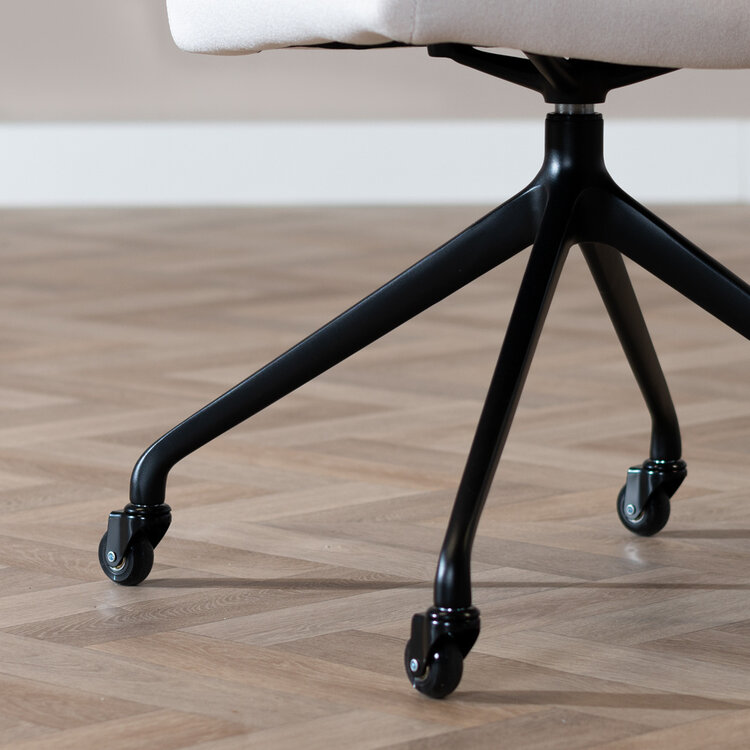 Eetkamerstoel met wieltjes Isak off white gerecyclede stof