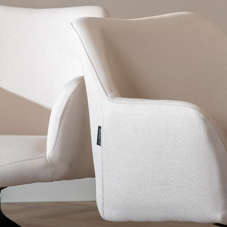 Eetkamerstoel met wieltjes Isak off white gerecyclede stof