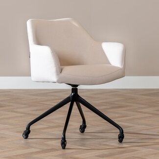 Eetkamerstoel met wieltjes Isak off white gerecyclede stof