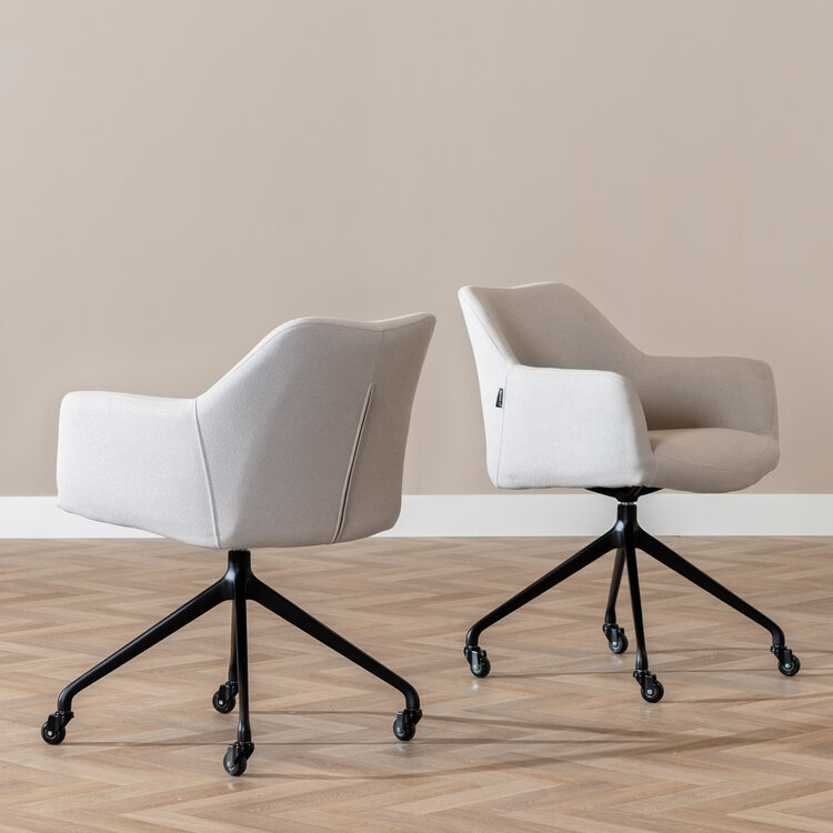 Eetkamerstoel met wieltjes Isak gerecyclede stof grijs