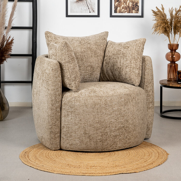 Fauteuil Ruby chenille stof taupe
