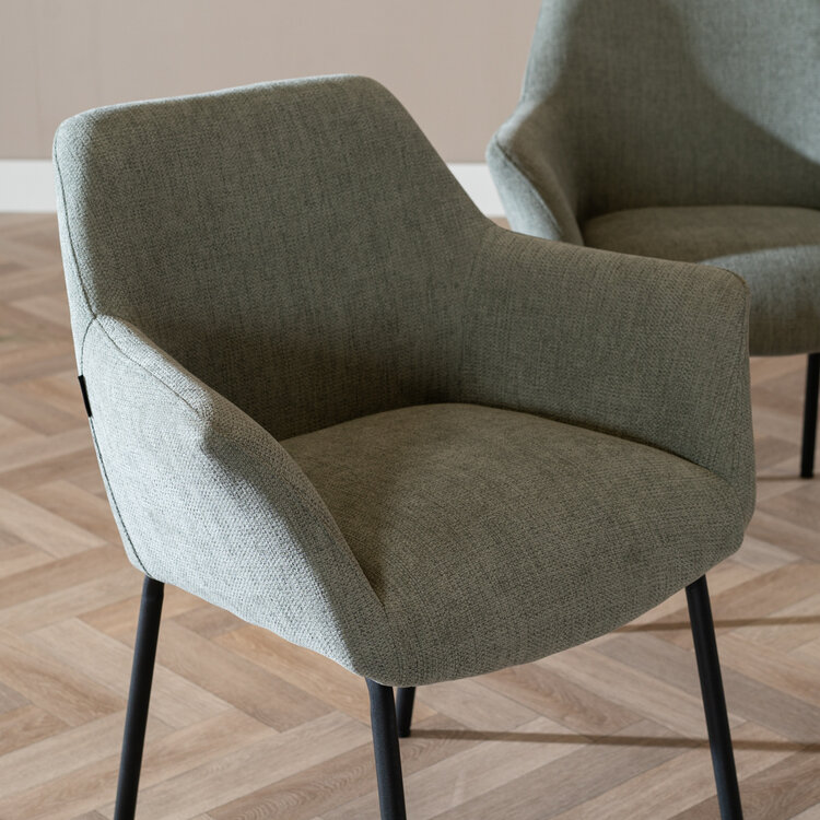 Scandinavische eetkamerstoel Sten gerecyclede stof groen