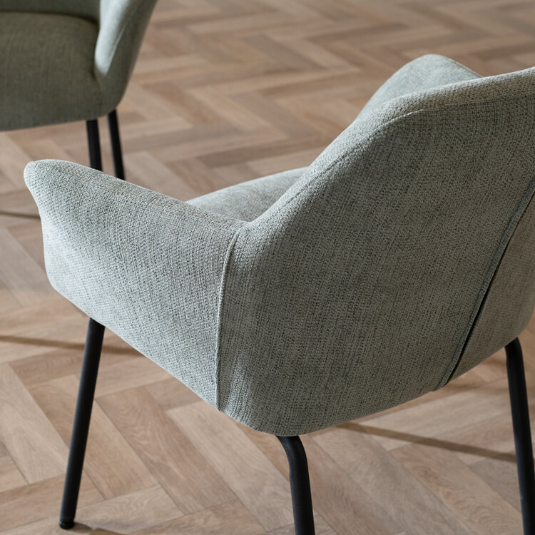 Scandinavische eetkamerstoel Sten gerecyclede stof groen