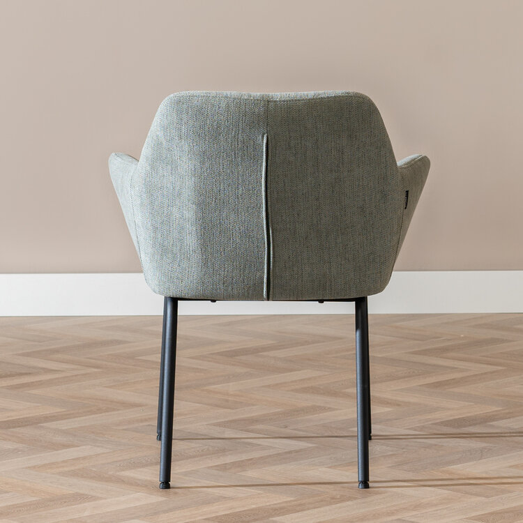 Scandinavische eetkamerstoel Sten gerecyclede stof groen
