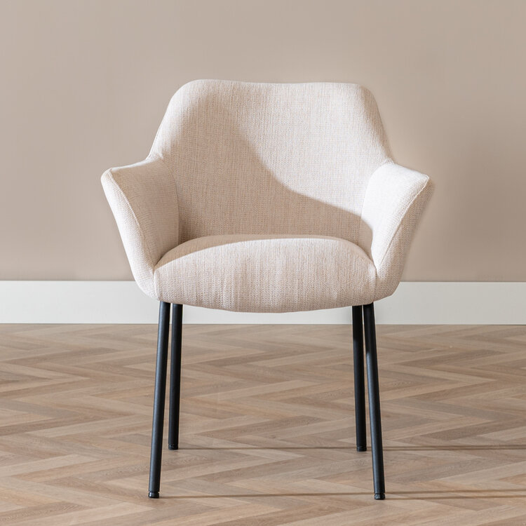 Scandinavische eetkamerstoel Sten gerecyclede stof beige