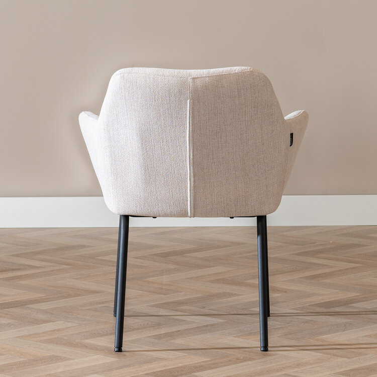 Scandinavische eetkamerstoel Sten gerecyclede stof beige