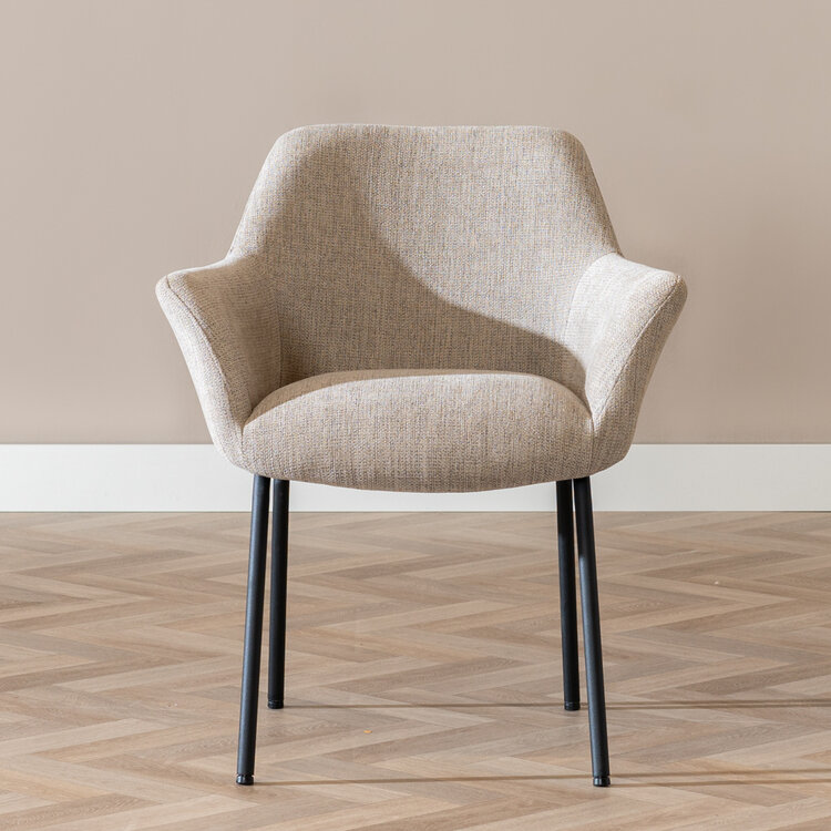 Scandinavische eetkamerstoel Sten gerecyclede stof taupe