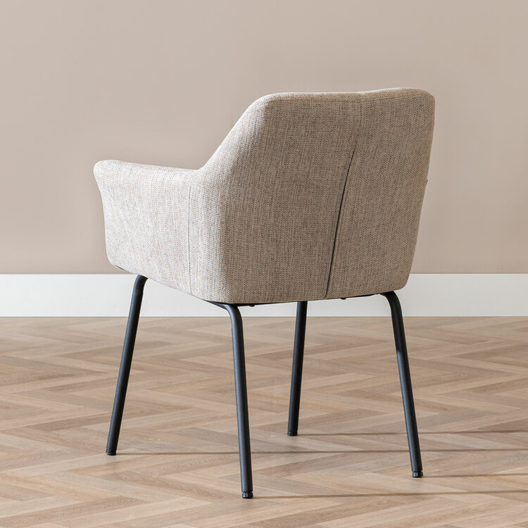 Scandinavische eetkamerstoel Sten gerecyclede stof taupe
