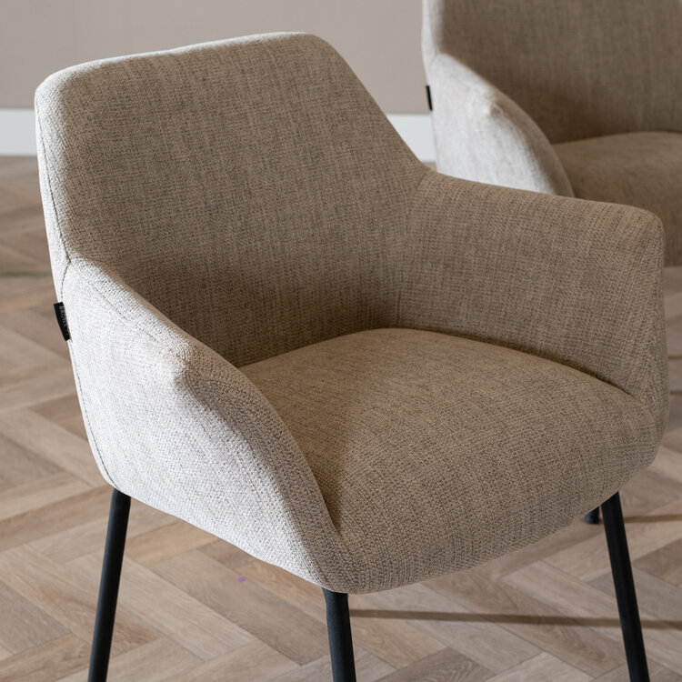 Scandinavische eetkamerstoel Sten gerecyclede stof taupe