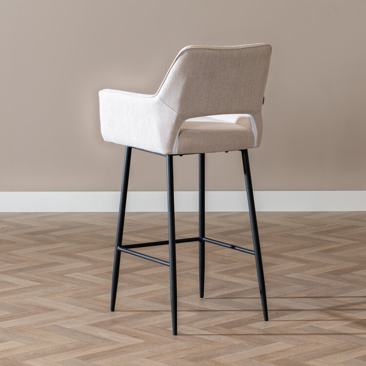 Scandinavische barkruk Inga gerecyclede stof beige 78 cm