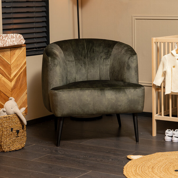 Stoel babykamer velvet Billy groen
