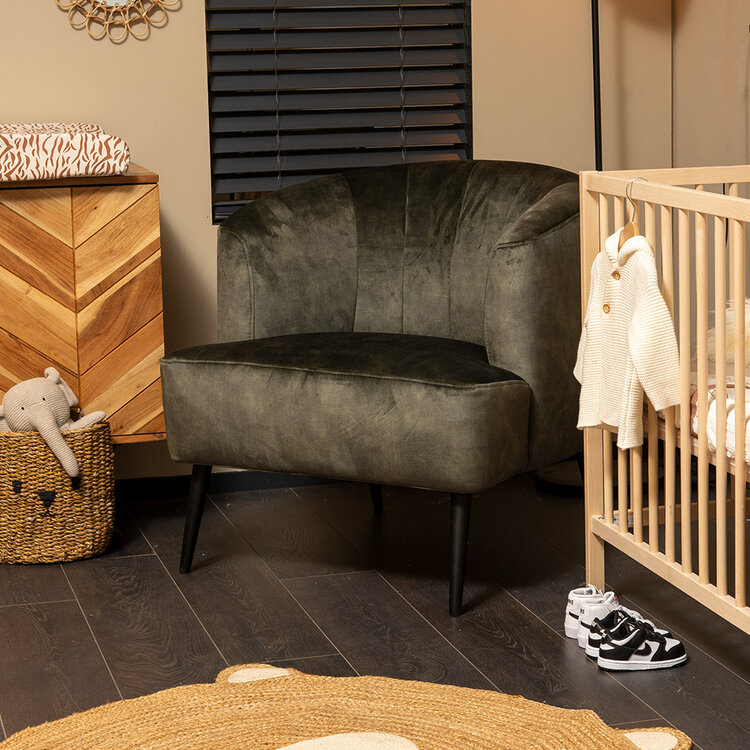Stoel babykamer velvet Billy groen