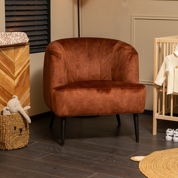 Stoel babykamer velvet Billy koper