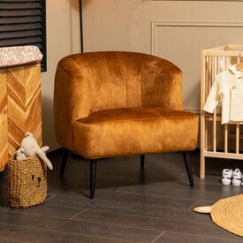 Stoel babykamer velvet Billy okergeel