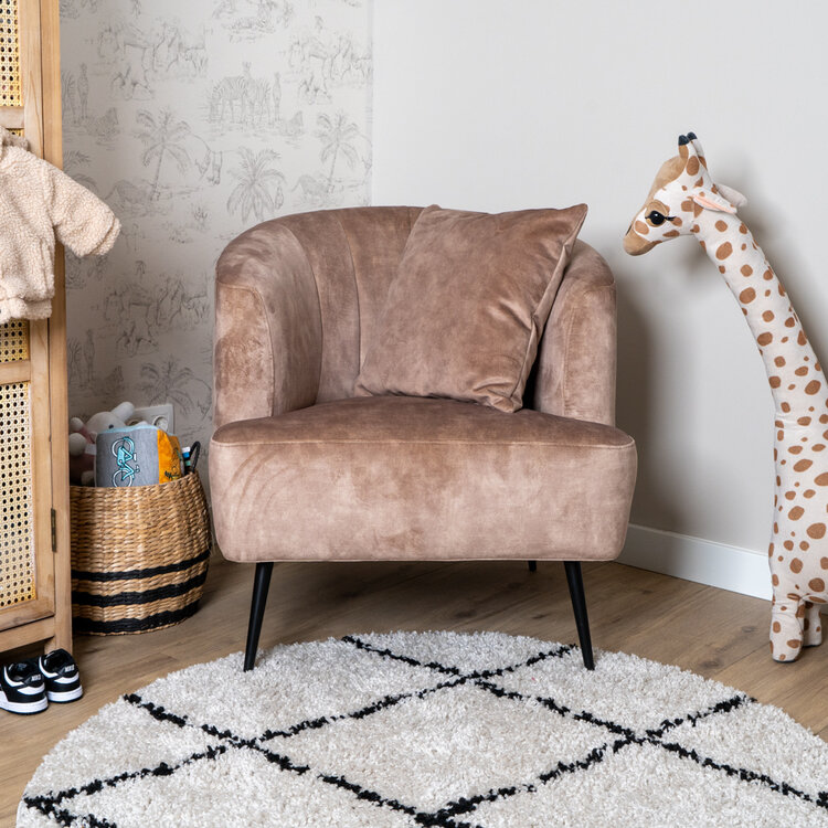 Stoel babykamer velvet Billy taupe