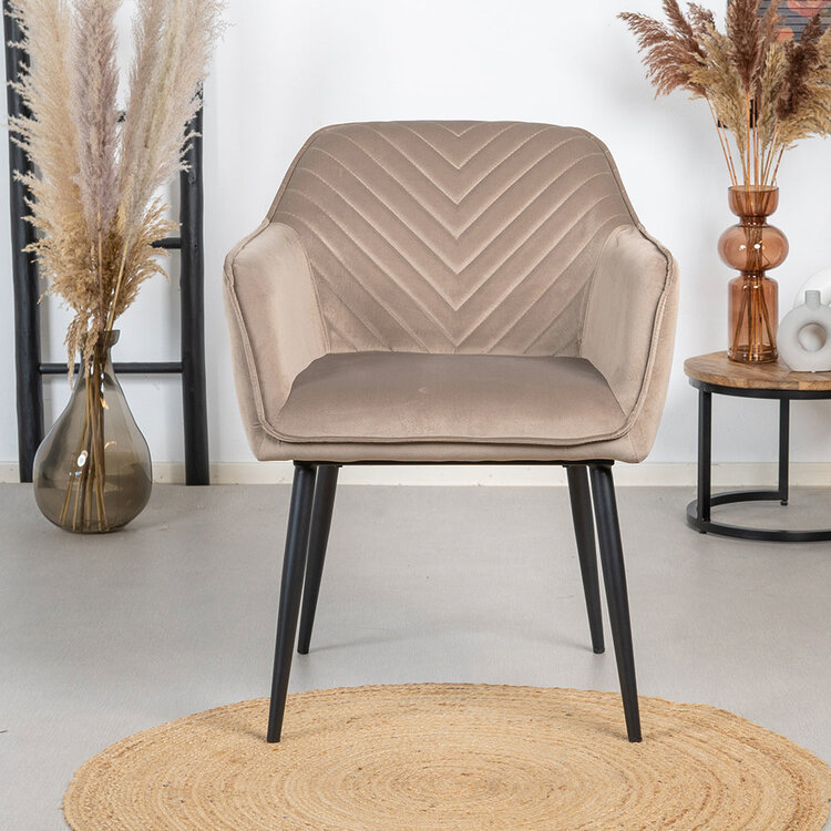 Velvet eetkamerstoel Fiona taupe
