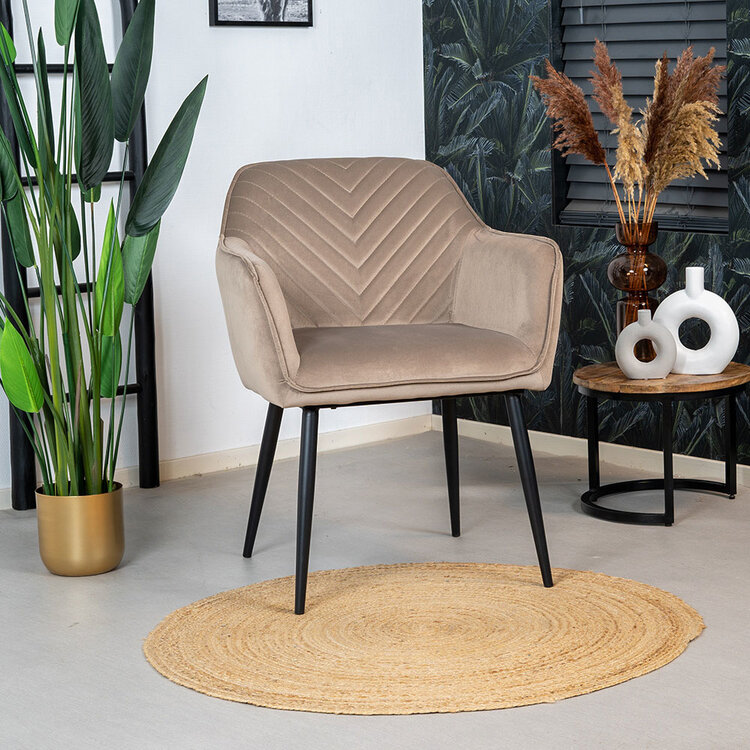 Velvet eetkamerstoel Fiona taupe