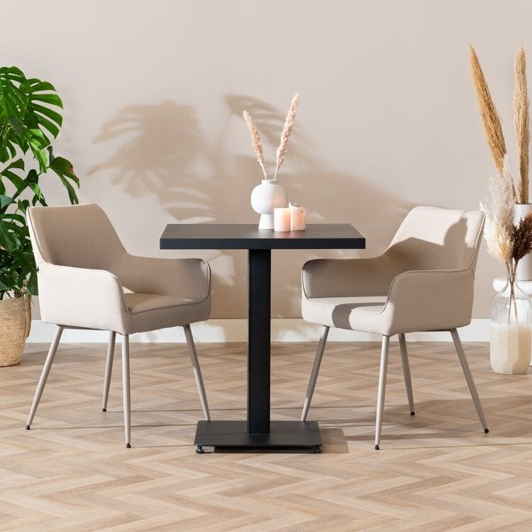 Bistrotafel Nils melamine zwart 70 x 70 cm