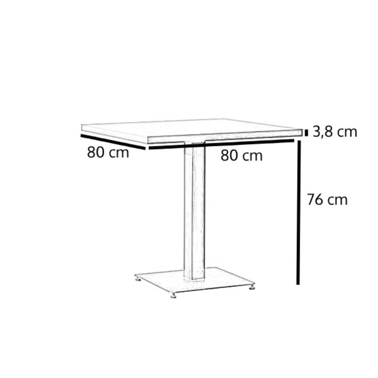 Bistrotafel Nils melamine zwart 80 x 80 cm
